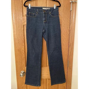 DKNY Jeans Bootcut Leg Denim Women's 8 Blue Mid Rise Cotton Blend Dark Wash